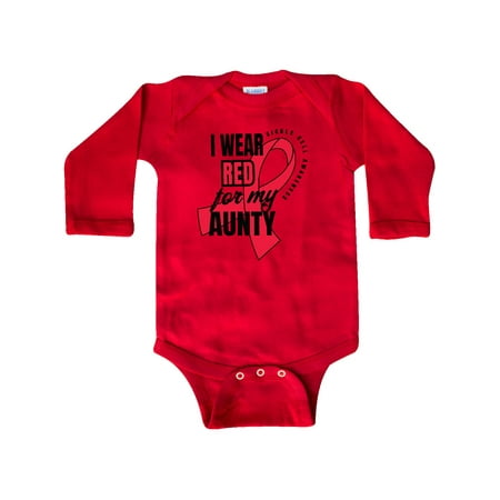 

Inktastic Sickle Cell Awareness I Wear Red For My Aunty Gift Baby Boy or Baby Girl Long Sleeve Bodysuit