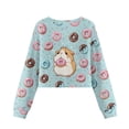 thumbnail image 5 of COEQINE Girls Sweatshirt Crop Top, Cute Long Sleeve Sweatshirt for Fall Winter, Soft Crewneck Pullover for Birthday Christmas Age 7-8, Hamster Donuts Blue, 5 of 7