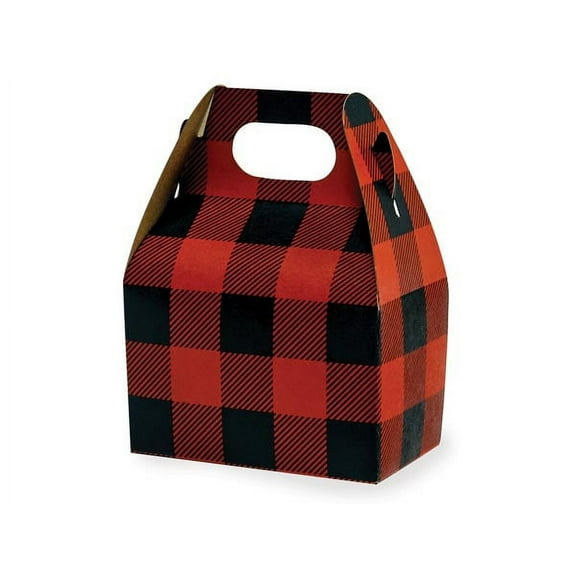 6 Pack, Buffalo Plaid Red Mini Gable Box 4X2.5X2.5" for Small Gifts or Party Favors
