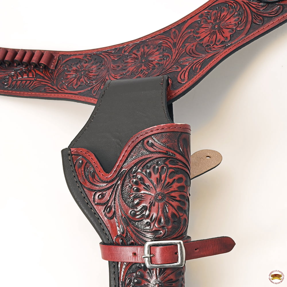 38 In Hilason Western Right Hand Gun Holster Rig 38 Cal Leather Cowboy