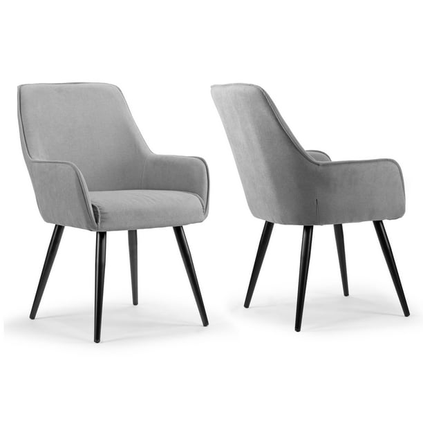 Set Of 2 Amir Grey Dining Chair With, Light Grey Chairs With Black Legs
