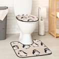 thumbnail image 2 of PhooArto Toilet Lid Cover and U-Shaped Toilet Floor Mat Set of 2 Pieces, Cartoon Penguin Pattern Toilet Mat Set, Machine Washable Seat Covers Non-Slip Absorbent Rugs, 2 of 6
