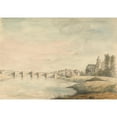thumbnail image 3 of Edward Francis Burney 18x14 Black Modern Framed Museum Art Print Titled - River Landscape with Bridge, 3 of 5