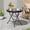 Black and White Stripe, variant on Foldable Side Table with Tempered Glass Top 18" Outdoor Folding Side Tables Small Glass Patio Table for Porch Yard Balcony Deck Lawn Dining Garden (Yellow)