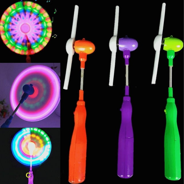 Cheers Flashing Light Up LED Spinning Music Windmill Strip Shape Child Toy Gift