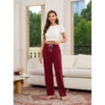 thumbnail image 4 of HEARTNICE Womens Cotton Pajama Pants, Buttery Soft Lounge PJ Bottoms with Pockets Sleepwear,(Burgundy,S), 4 of 5