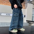 thumbnail image 5 of Usaibhir Boy's Girls Casual Straight Leg Jeans Loose Denim Pants with Pockets 6-16 Years, 5 of 9