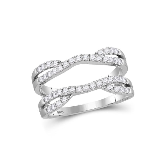 Mia Diamonds 14kt White Gold Womens Round Diamond Wedding Wrap Ring Guard Enhancer 1/2 Cttw
