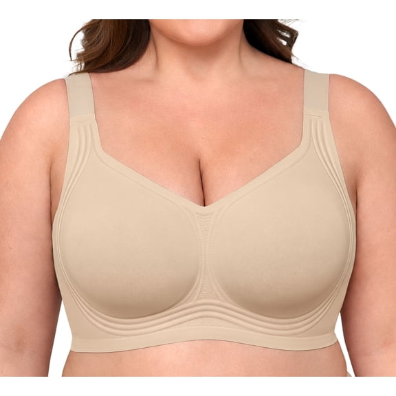 Daystry Wireless Jelly Bras for Women,No Underwire Comfort Seamless Bras,Full Coverage Push Up Everyday T-shirt Bra