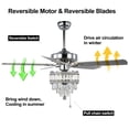 thumbnail image 5 of 52 Inch Chrome Modern Crystal Ceiling Fan with Remote Control and Light Kit, 3-Speed Reversible  Ceiling Fan Bella Depot, 5 of 10