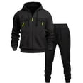 thumbnail image 2 of BiZtdJrK Mens Full Zip Track Suits 2 Piece Outfits Hoodies Tops and Sweatpants Sweatsuits Casual Running Jogging Sport Tracksuits, Black, XXXL, 2 of 7