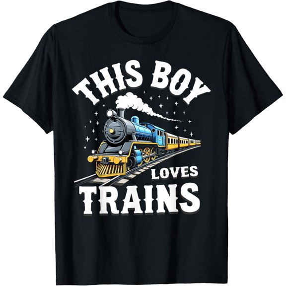 Exquisite and comfortable-Kids This Boy Loves Trains Locomotive Funny Train Lover T-Shirt