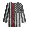 thumbnail image 4 of Fiudx Ropa de Mujer Camiseta Holgada de Manga 3/4 con Botones Estampados Del Día de La Independencia de Fashion Comfort para Mujer, 4 of 4