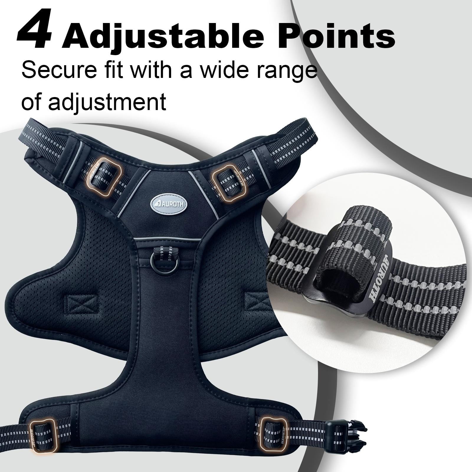 Auroth Black No Pull Dog Harness for Small Dogs, Reflective Comfortable Padded Dog Vest with Easy Control Handle, Adjustable Easy on Pet Training Walking Small Dog Harness for Puppy