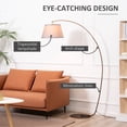 thumbnail image 3 of HOMCOM Arched Floor Lamp, Modern Standing Lamp with Foot Switch & Metal Base, Corner Reading Lamps Tall Pole Light for Office Bedroom Living Room, Grey, 3 of 9