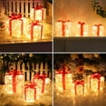 thumbnail image 4 of Juego de 3 cajas de regalo LED, adornos navideños con LED de color blanco cálido en el interior, caja navideña impermeable de PVC iluminada en el exterior con lazo, 4 of 5