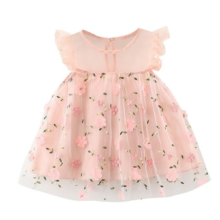 

Toddler Baby Girl Dress Sleeveless Party Tutu Dresses Casual Print Pink 120（4-5Y）
