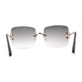 thumbnail image 2 of Classic 90s Rimless Large Rectangle Luxury Sunglasses Gold Smoke, 2 of 4