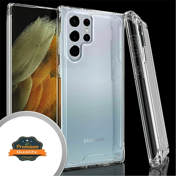 Xpression Cover for Samsung Galaxy S23 Ultra Slim Fit Frame Shockptoof Hybrid Rubber Silicone Gummy TPU Clear Hard Back Protective Phone Case - Transparent