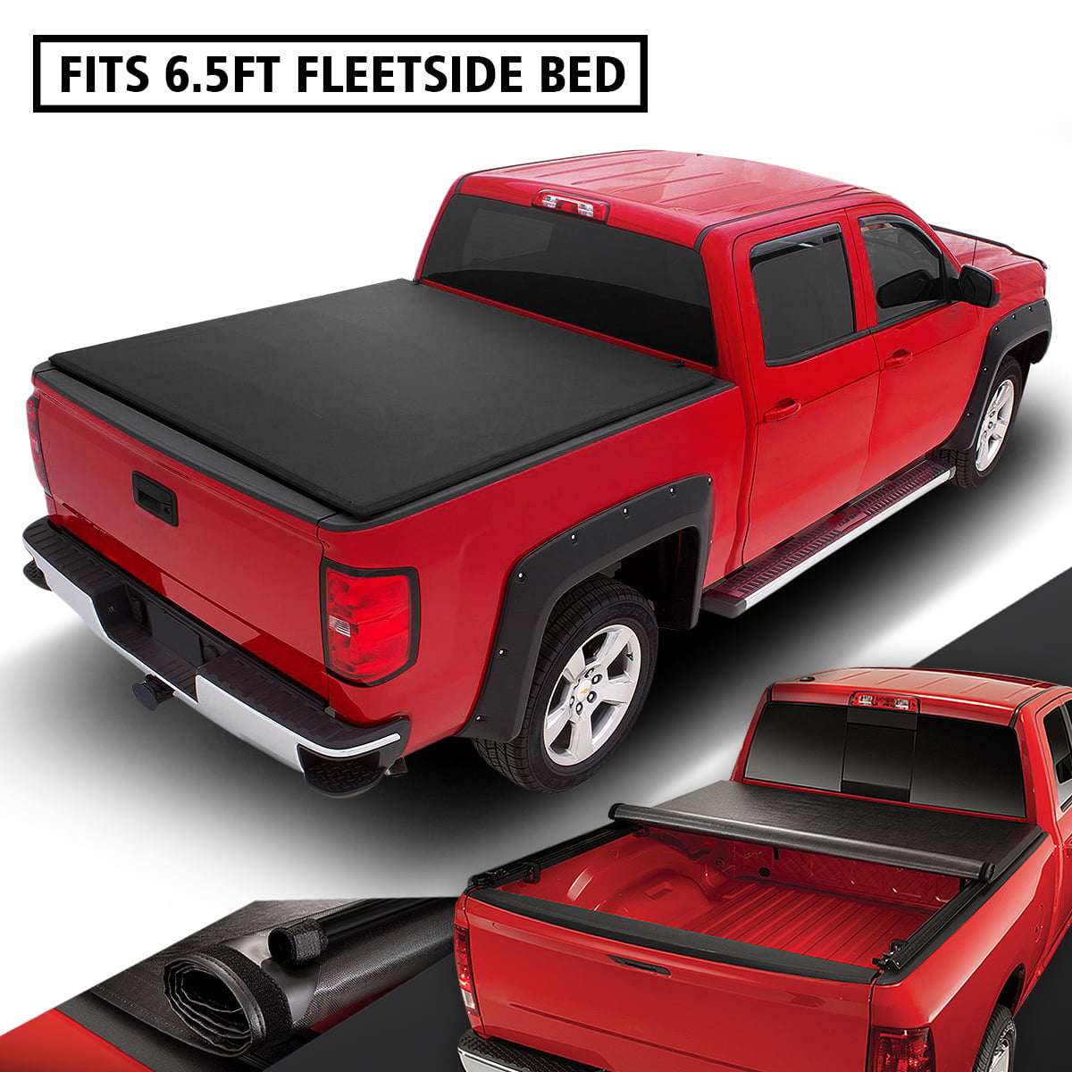 Soft Roll Up Tonneau Cover For 2004-2014 Ford F150 Crew Cab Styleside 5.5FT Bed