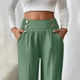 thumbnail image 5 of Ohufall Women's Dress Pants Fashion Solid Casual Elastic High Waist Pants Stretch Slim Fit Straight Leg Trousers Ladies Work Pants for Business, 5 of 8