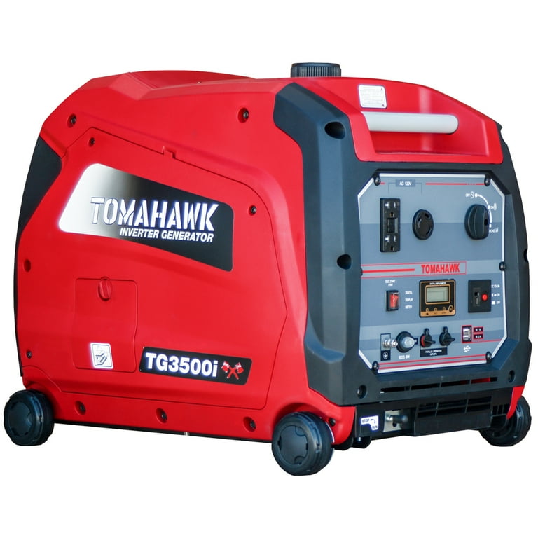 TOMAHAWK 3500 Watt Inverter Generator Super Quiet Portable Power for Residential Home Use 120V 220V and USB Outlet Panel with Wheels TOMAHAWK 3500 Watt Inverter Generator Super Quiet Portable Power for Residential Home Use 120V 220V and USB Outlet Panel with Wheels