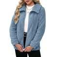 thumbnail image 2 of Women'S Long Sleeve Full Zip Soft Warm Fleece Jacket Blue M, 2 of 9