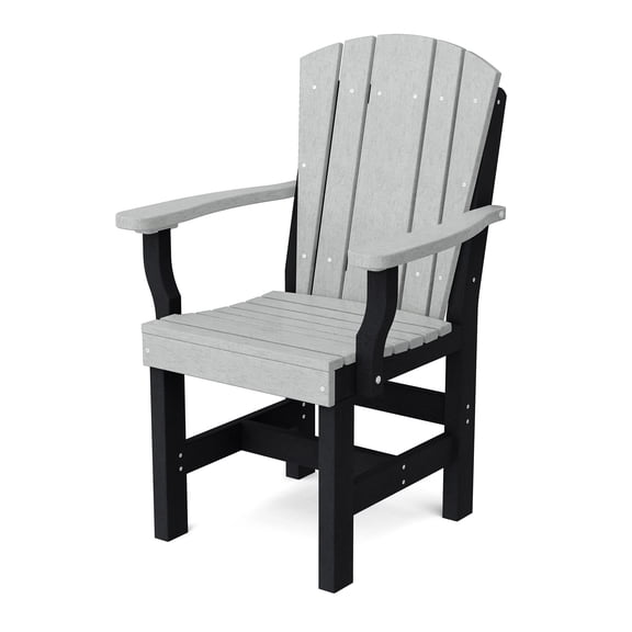 Wildridge Heritage Dining Arm Chair, Light Gray and Black - Outdoor Weather Resistant Recycled Plastic Furniture for Patio