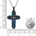 thumbnail image 5 of Black and Blue Ion Plated Stainless Steel Cubic Zirconia Cross Pendant - 24 Inch Round Box Chain, 5 of 6