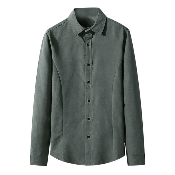 Hombres Casual Turndown Botones Slim Fit Sólido Manga larga Moda Blusa Camisa Pompotops oipoqjl28103