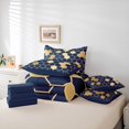thumbnail image 6 of Homewish Navy Gold Honeycomb Twin Bedding Sets 7-Piece for Adult, Modern Fashion Abstract Bedding Comforter Set, Chic Hexagon Reversible Sheet Sets, Luxury Bedroom Decor, 6 of 8