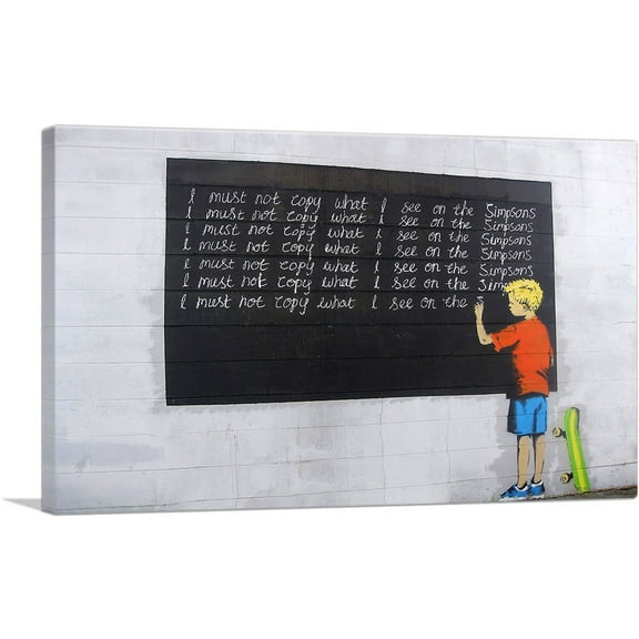 ARTCANVAS I Must Not Copy What I See on Simpsons Canvas Art Print by Banksy - Size: 26" x 18" (0.75" Deep)