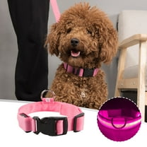 Tvtnvo Led Dog Collar Usb Rechargeable High Visibility Lighted Safety for Night Walks with Multiple Glow Modes Water Resistant Adjustable Rustproof D Ring for Evening Strolls Pink 16.1in