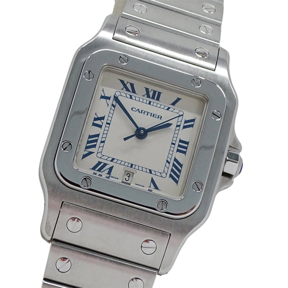Pre-Owned Cartier men's watch, Santos Galbee LM, date, quartz movement, stainless steel (SS),...