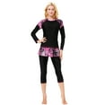thumbnail image 2 of IBTOM CASTLE Women Burkini Swimsuits Modest Muslim Swimwear Islamic Long Sleeve Full Cover Hijab Top Skirted Swim Capris ​Pants Set 2XL Black, 2 of 8