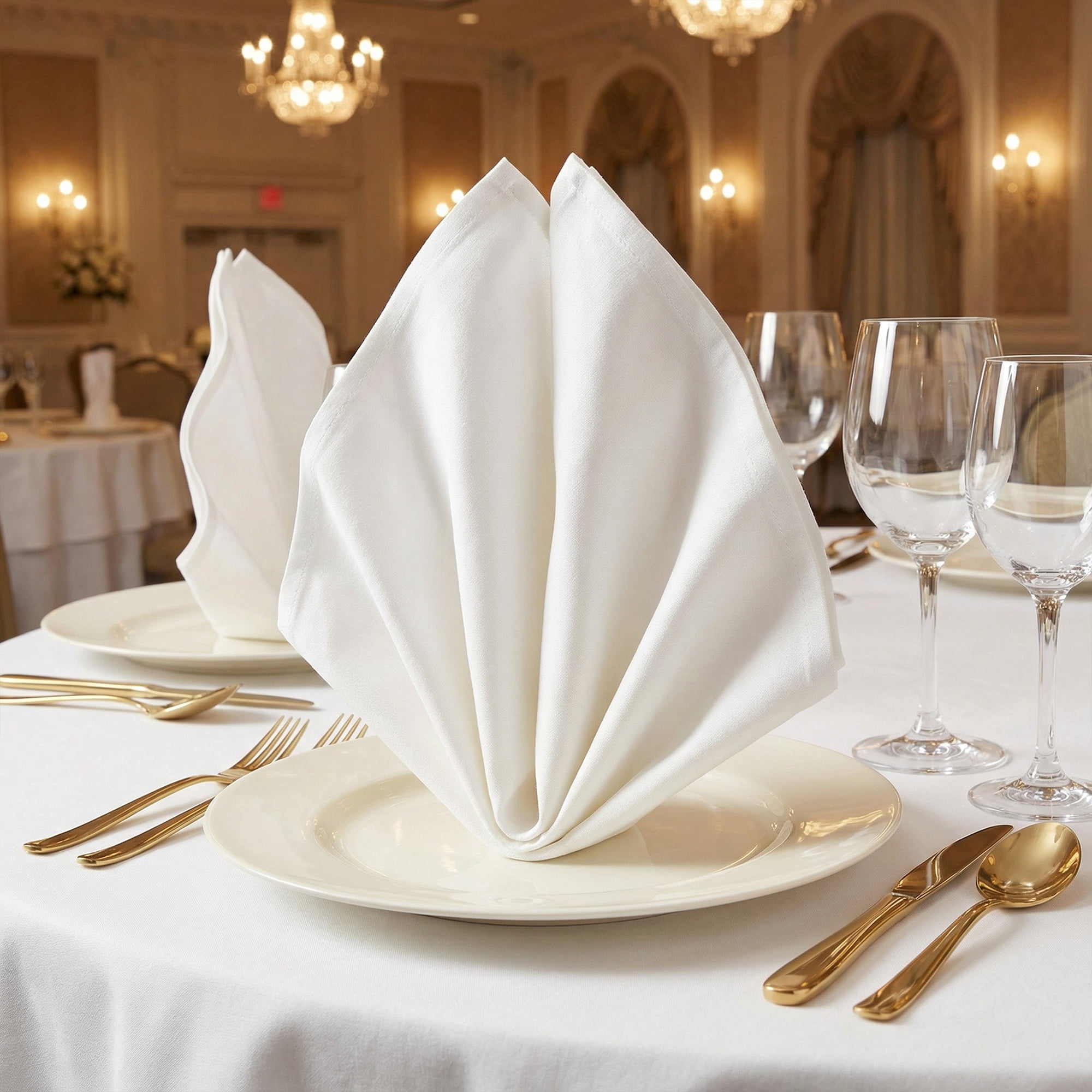 Unique Bargains 6Pcs Polyester Reusable Cloth Napkins White 16x16inch