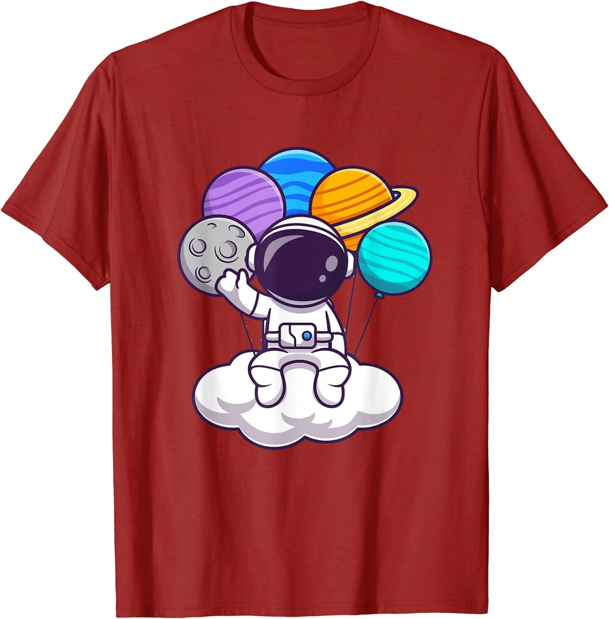 leje samtidig Kosciuszko Astronaut Sitting on Cloud and Flying with Planet Balloons T-Shirt -  Walmart.com