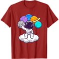 thumbnail image 1 of Astronaut Sitting on Cloud and Flying with Planet Balloons T-Shirt, 1 of 1
