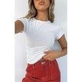 thumbnail image 2 of LAICAIW T-Shirt Court à Manches Courtes pour Femmes, Basique, Ajustement Solide, Col Rond, Sortie, Yoga Décontracté, 2 of 7