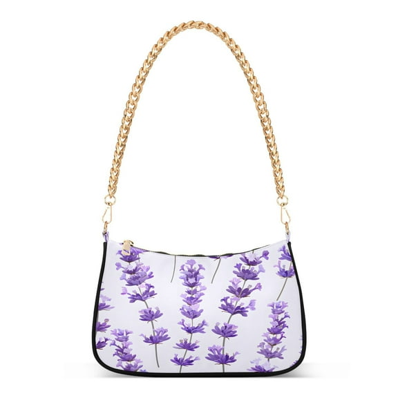 Ryvnso Lively Lavender Womens Chain Shoulder Bag Tote Handbags Clutch Hobo Purse with Zipper for Travel