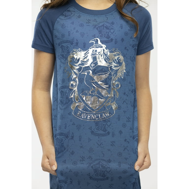- Hogwarts Foil Nightgown (7/8) Harry Girls\' Potter Print Raglan Ravenclaw Houses