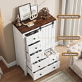 thumbnail image 4 of Qinaqin Estilo Granja 5 Cajón Dresser Para Bedroom 48 En Tall Wood Chest De Con Sliding Barn Door Ajustable Estantería Almacenamiento Organizador Hallway Living Room Cocina-Blanco, 4 of 7