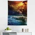 thumbnail image 1 of Nature Tapestry, Thunderstorm Themed Rays over the Ocean Waves Wild Forces in the Air Print, Fabric Wall Hanging Decor for Bedroom Living Room Dorm, 5 Sizes, Orange and Blue, by Ambesonne, 1 of 1