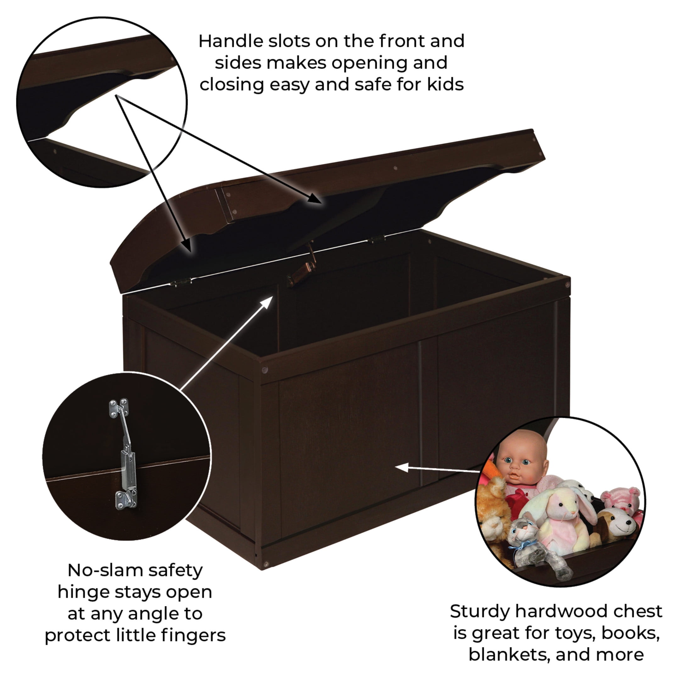 Badger Basket Child's Wooden 25 gal Barrel Top Toy Chest, Espresso