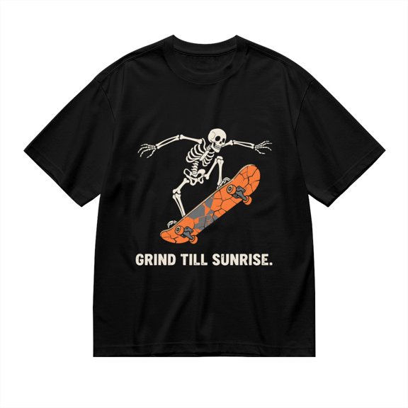 T Shirt for Men, Grind Till Sunrise, Skull Skateboard Print 3, Vintage Graphic Tees Men, 23931452,S