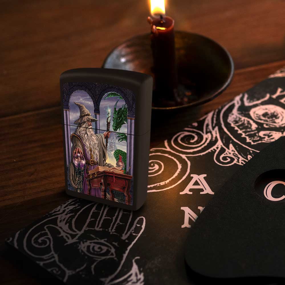 Wizard's Emissary by Ed Beard Black Matte Zippo Lighter
