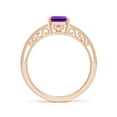 thumbnail image 2 of ANGARA Natural Emerald Cut 1.5 ct Amethyst Solitaire Ring with Milgrain in 14K Rose Gold for Women (Size-8x6mm) | February Birthstone, Anniversary, Jewelry Gift for Women | Natural Amethyst Ring, 2 of 8