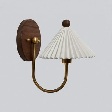 Vintage Ceramic Wall Lamp with White Pleated Shade , Light Sconces Bedroom