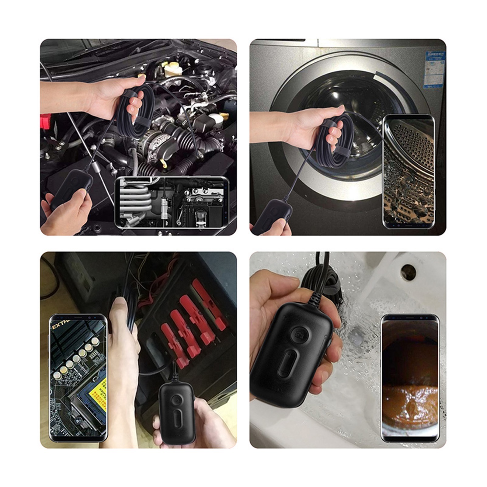 3X Zoom 1920*1080 HD Wireless Inspection Camera 2.0MP 5.5mm WiFi Borescope Semi-Rigid Snake Camera ,Various Applicable