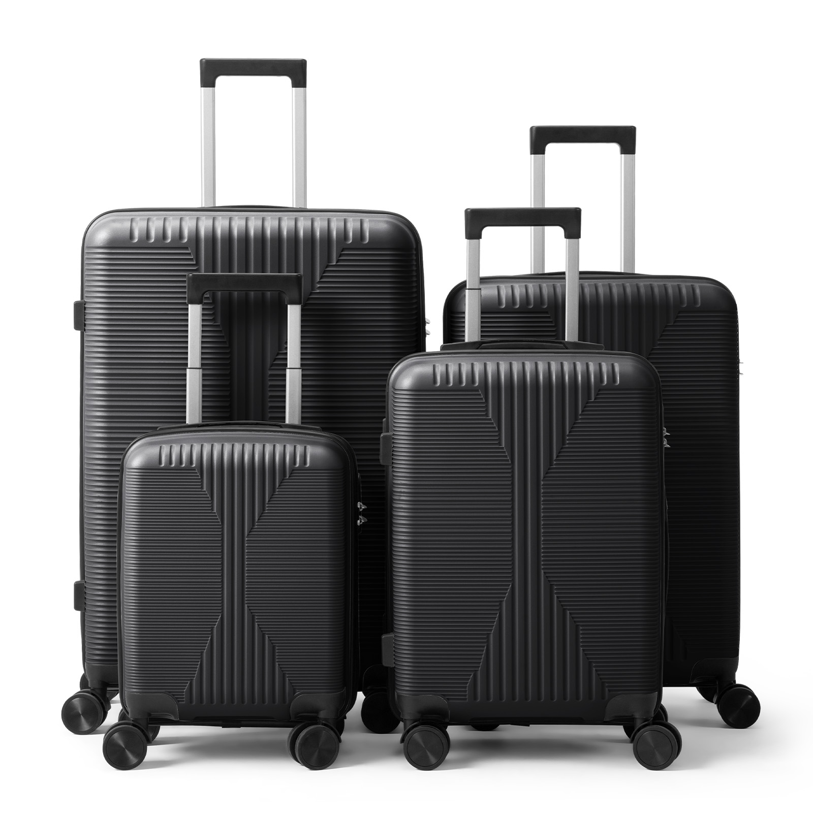 Ktaxon 4-Piece Luggage Set Hardshell Lightweight ABS Carry On Suitcase 360Β° Spinner Wheels Black